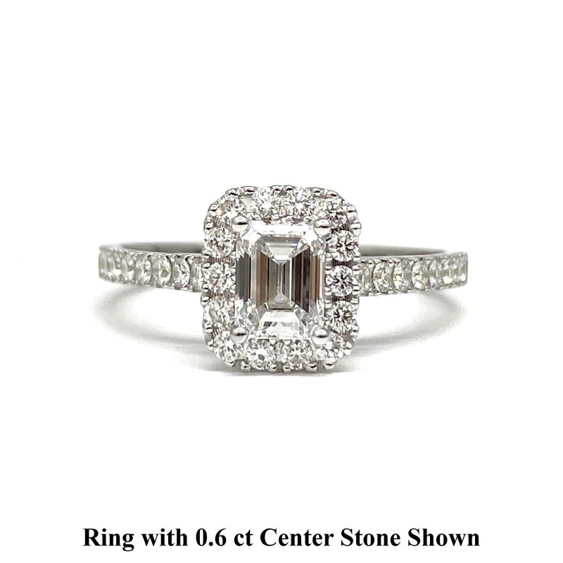 GIA Certified 0.3 ct to 1 ct Emerald Cut Full Halo Diamond Engagement Ring