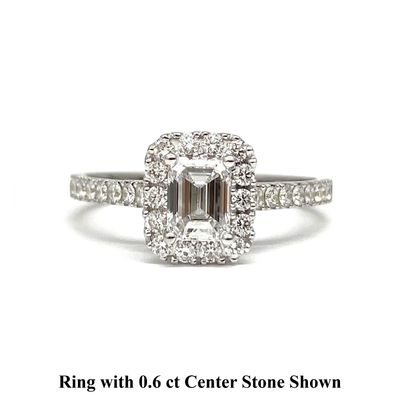 GIA Certified 0.3 ct to 1 ct Emerald Cut Full Halo Diamond Engagement Ring