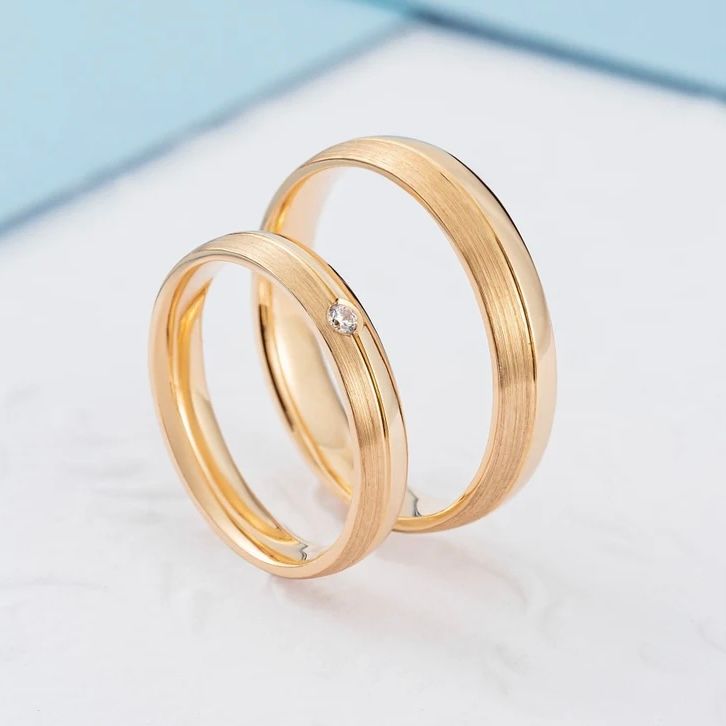 Curved, Half Shinny, Half Matt Diamond Wedding Bands