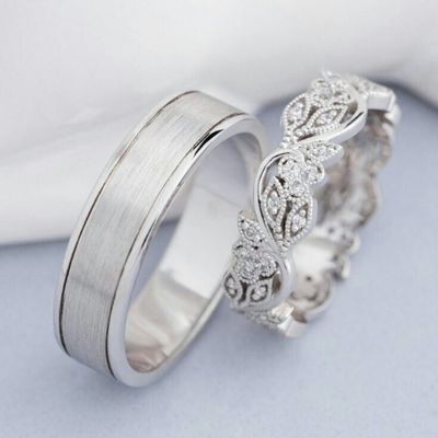Floral Diamond Wedding Bands