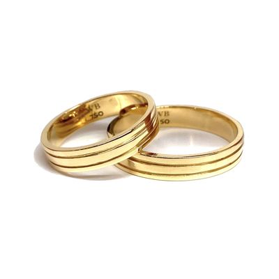 Two Line Flat Wedding Diamond Bands