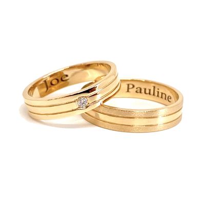 Chic Two Line Diamond Wedding Bands