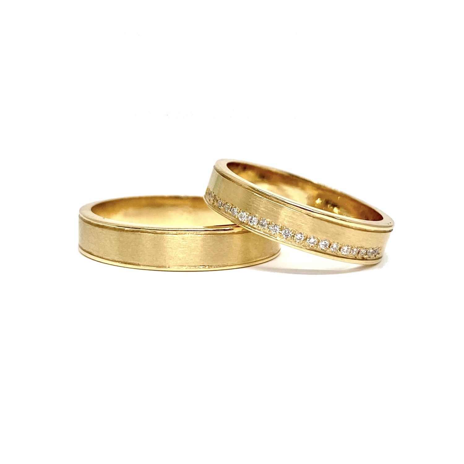 Half Eternity Diamond Wedding Bands with Walls
