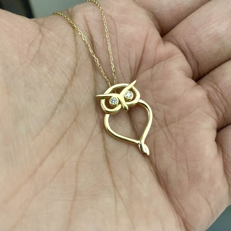 3D Owl Diamond Necklace