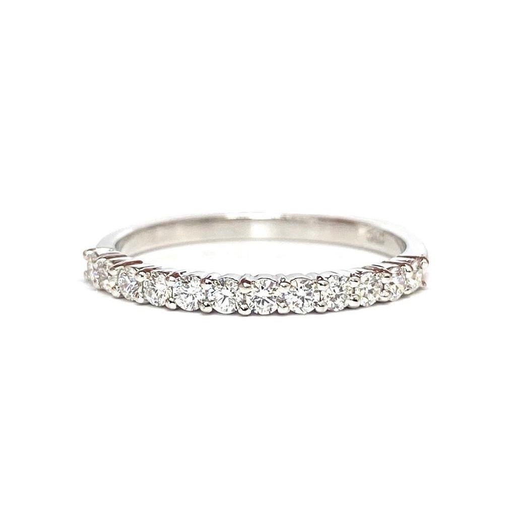 2.2 mm Half Eternity, Two Shaped Prongs, Diamond Ring