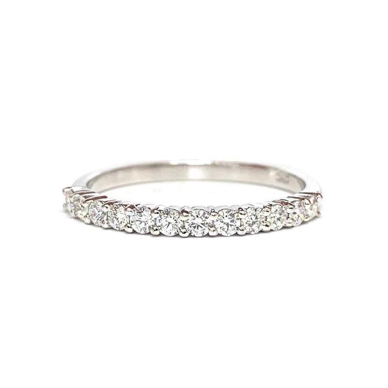 2.2 mm Half Eternity, Two Shaped Prongs, Diamond Ring