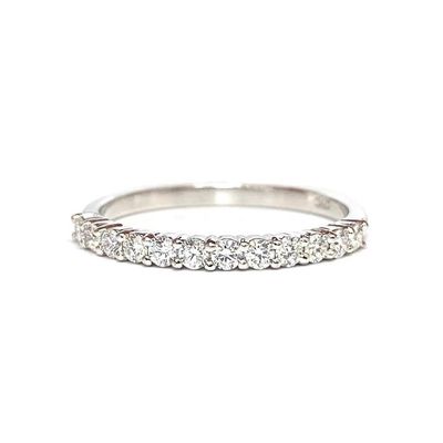 2.2 mm Half Eternity, Two Shaped Prongs, Diamond Ring