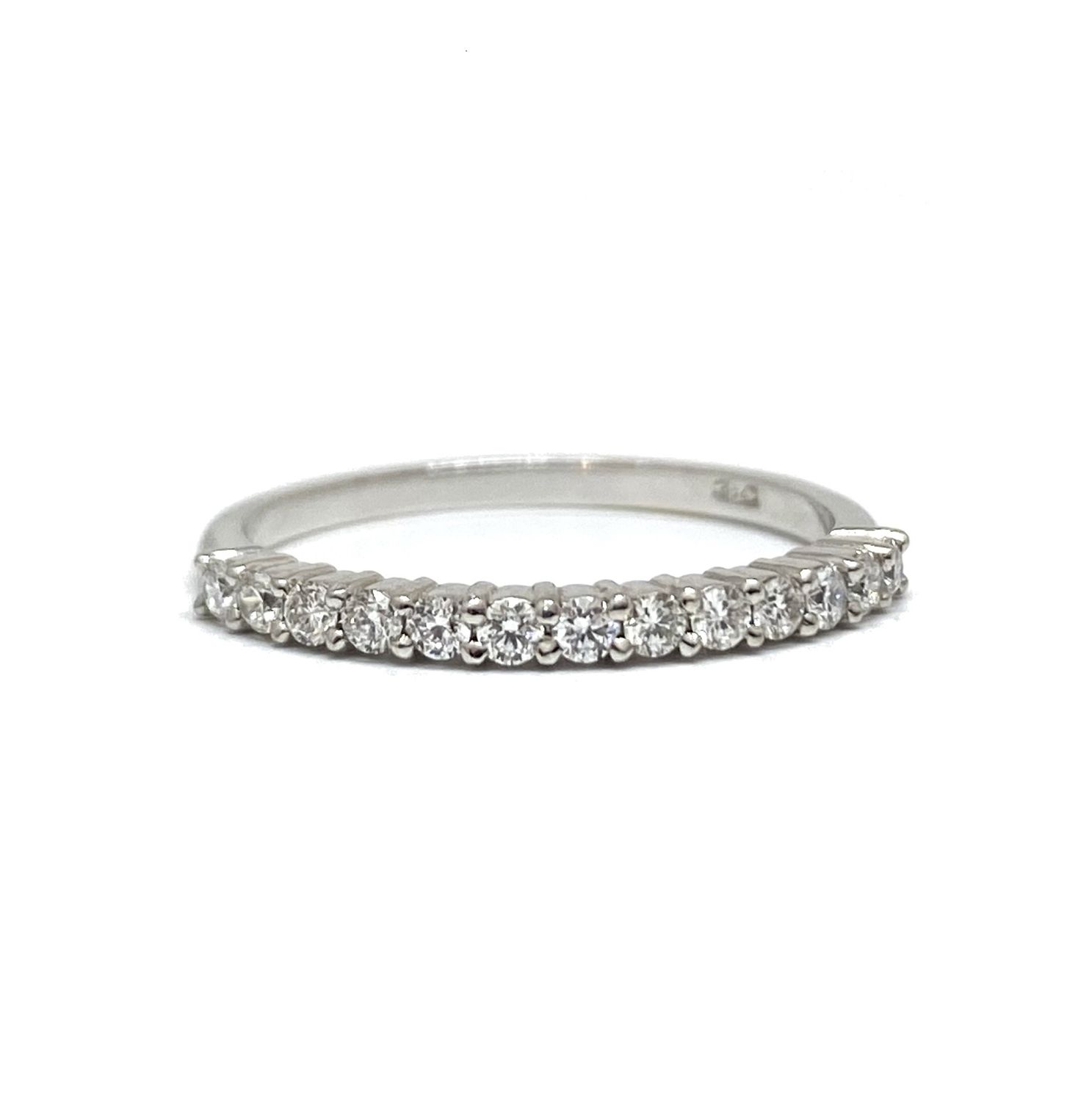 2 mm Half Eternity, Two Shaped Prongs, Diamond Ring