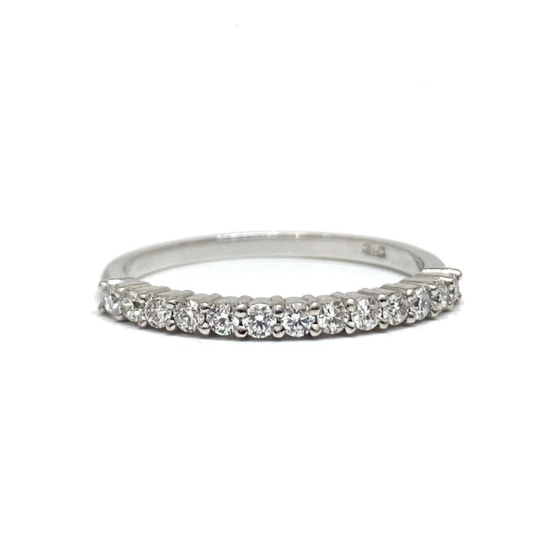 2 mm Half Eternity, Two Shaped Prongs, Diamond Ring