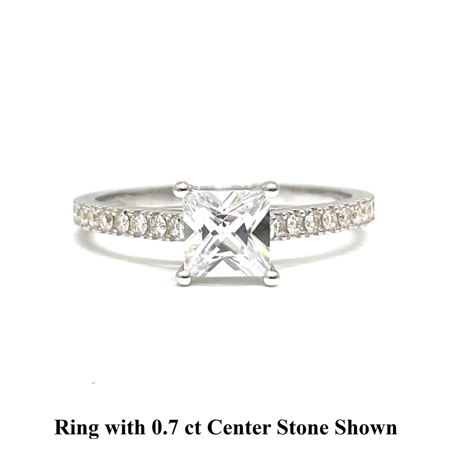 GIA Certified Princess Cut 0.3 ct to 1 ct Pave Diamond Engagement Ring