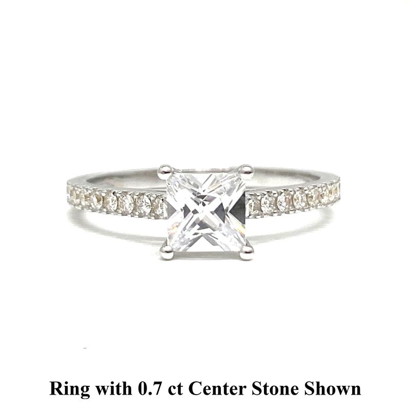 GIA Certified Princess Cut 0.3 ct to 1 ct Pave Diamond Engagement Ring