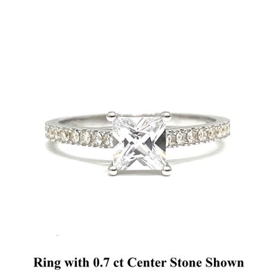 GIA Certified Princess Cut 0.3 ct to 1 ct Pave Diamond Engagement Ring