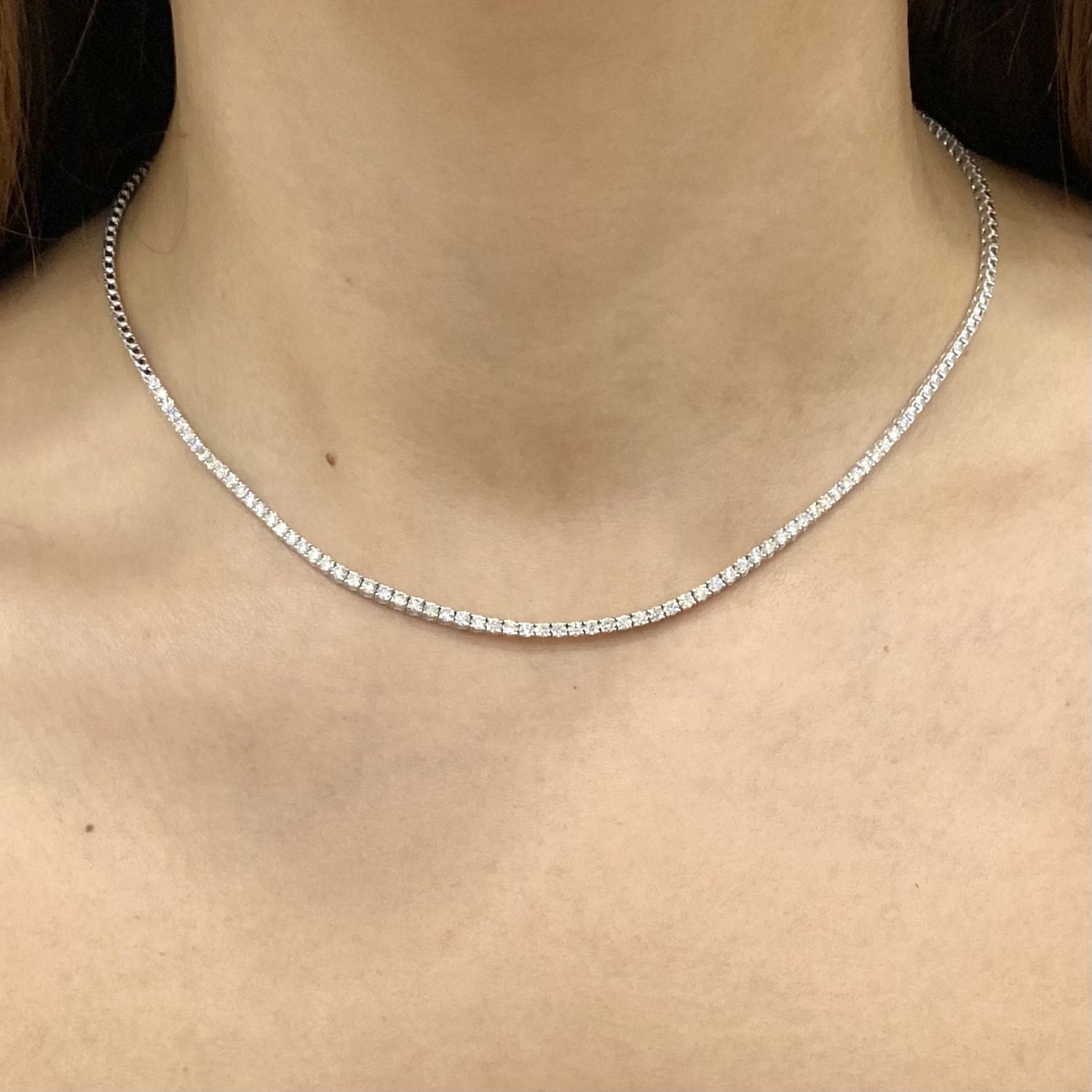 2.2 mm Riviere Diamond Wedding Necklace
