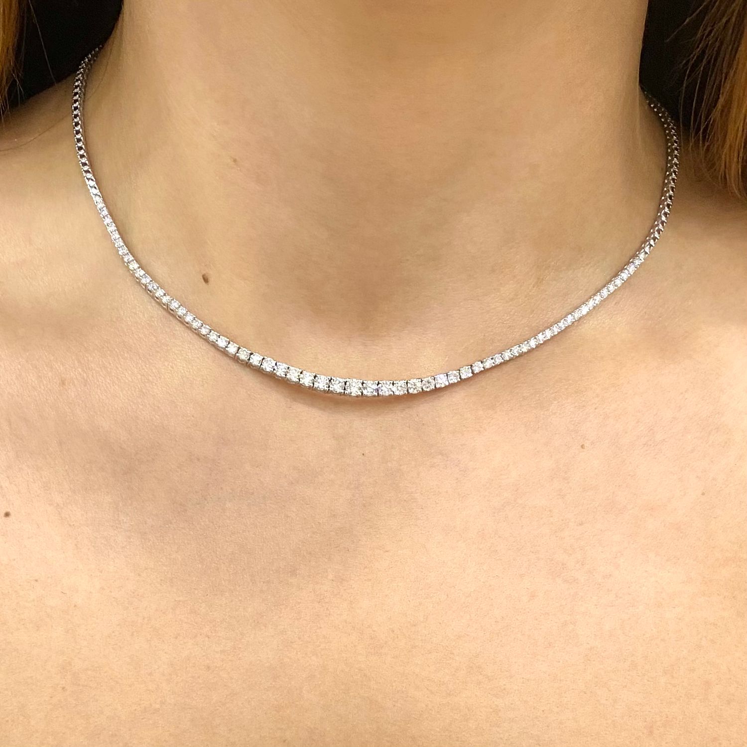 Gradual Four Prongs, Diamond Wedding Necklace