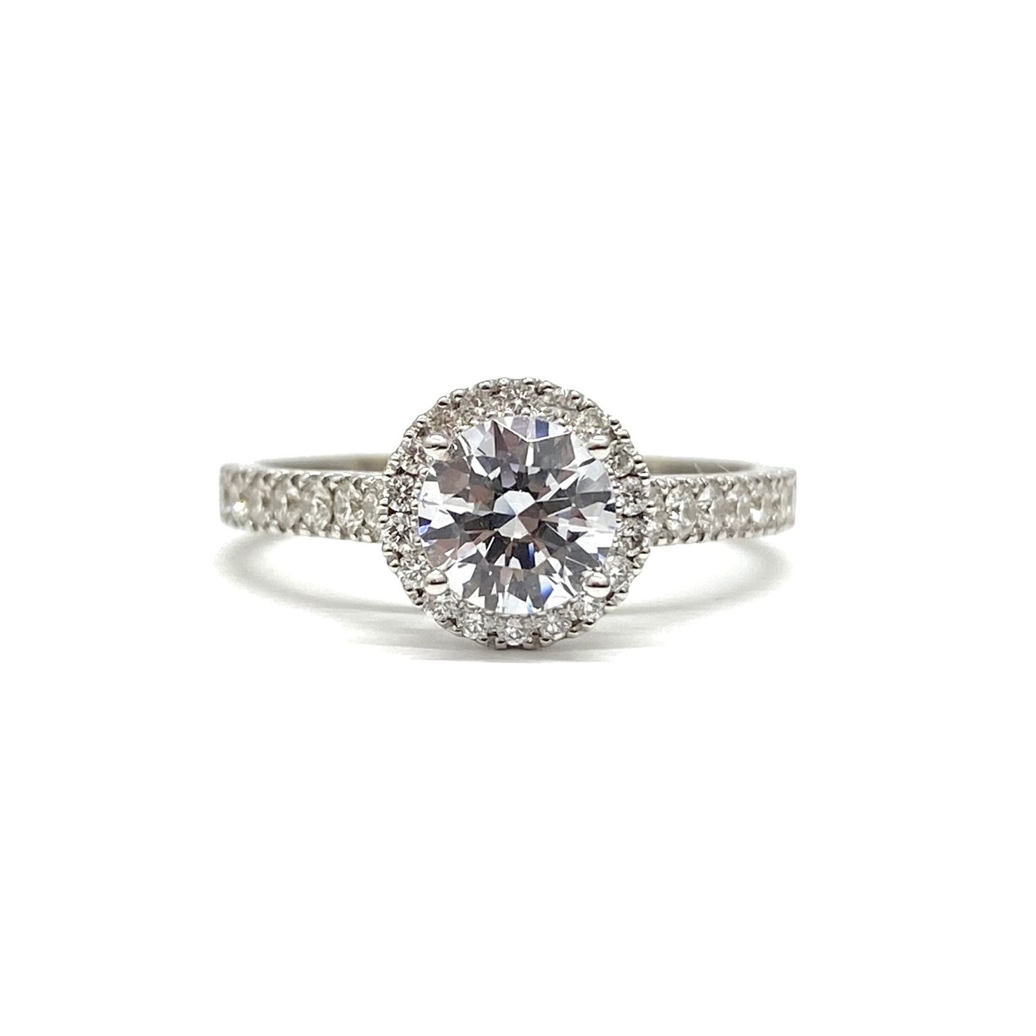 GIA Certified 0.8 ct Full Halo Diamond Engagement Ring