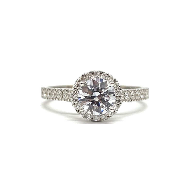 GIA Certified 0.8 ct Full Halo Diamond Engagement Ring
