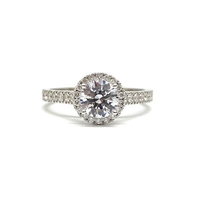 GIA Certified 0.8 ct Full Halo Diamond Engagement Ring