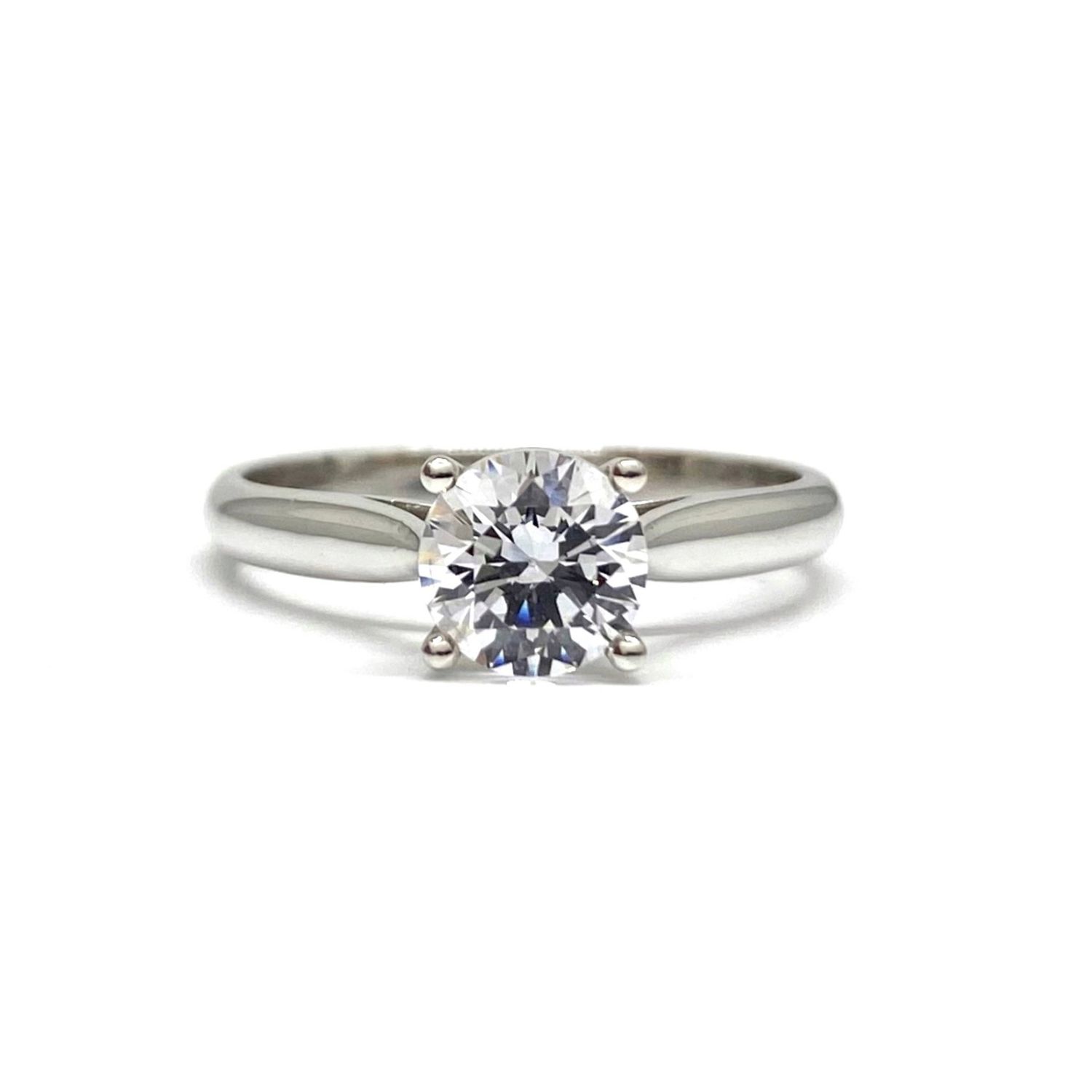 GIA Certifed Four Prongs 0.8 ct Diamond Curved Band, Engagement Ring