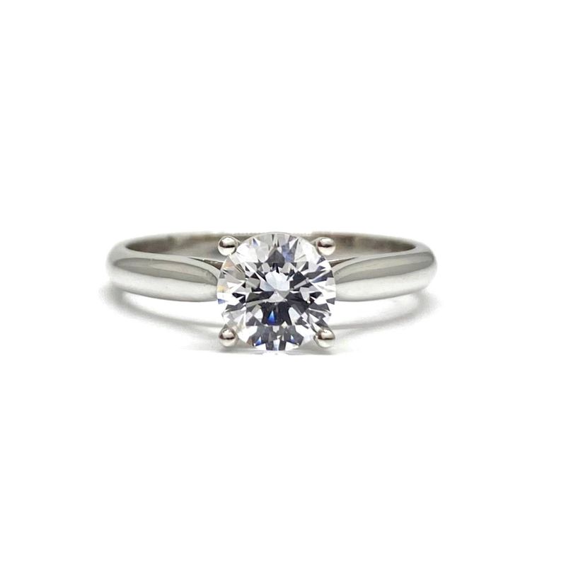 GIA Certifed Four Prongs 0.8 ct Diamond Curved Band, Engagement Ring
