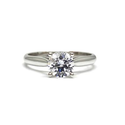 GIA Certifed Four Prongs 0.8 ct Diamond Curved Band, Engagement Ring