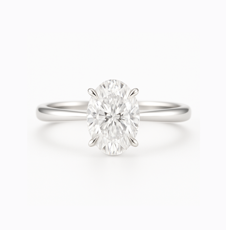 GIA Certified Oval Shaped 0.3 ct to 1 ct, Four Prongs Diamond Engagement Ring