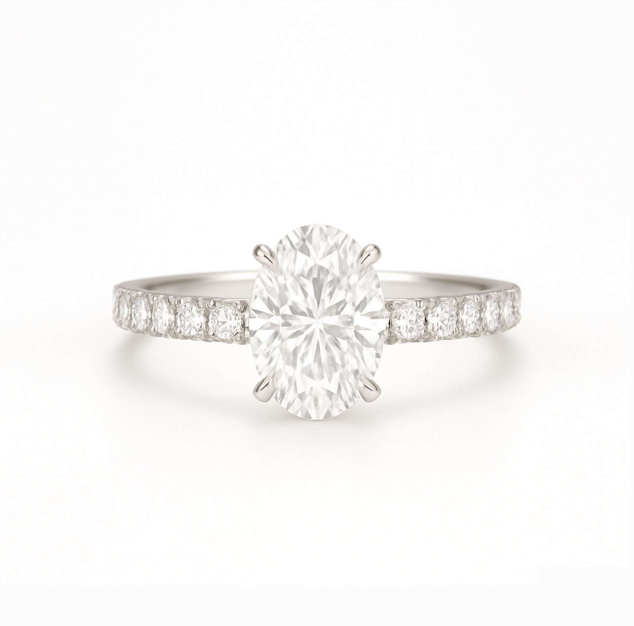 GIA Certified 0.3 ct to 1.5 ct Pave Diamond Engagement Ring
