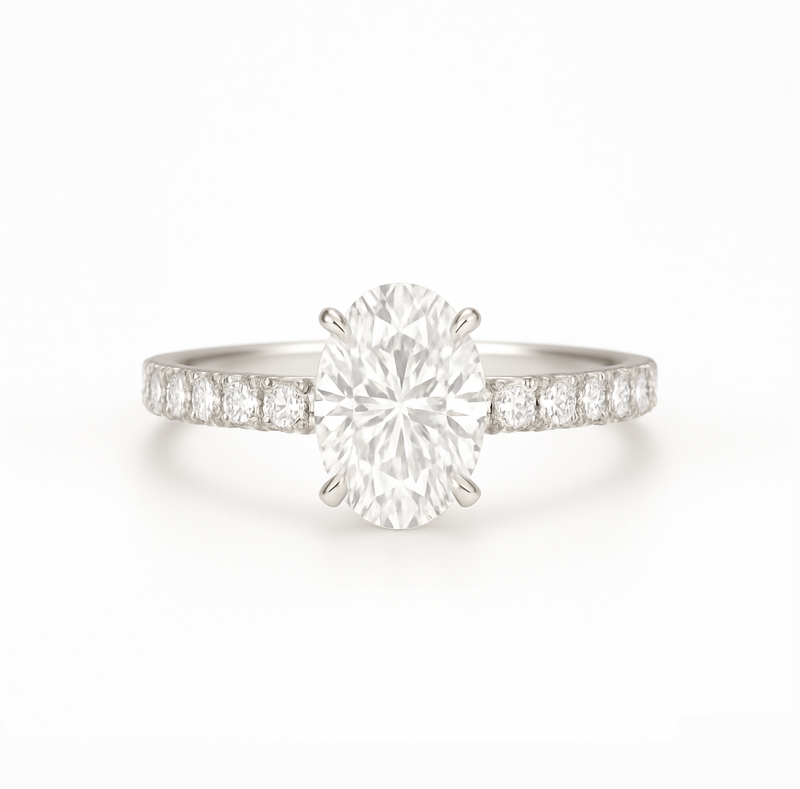 GIA Certified 0.3 ct to 1.5 ct Pave Diamond Engagement Ring