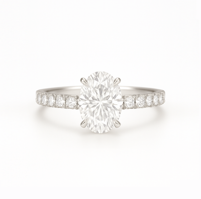 GIA Certified 0.3 ct to 1.5 ct Pave Diamond Engagement Ring