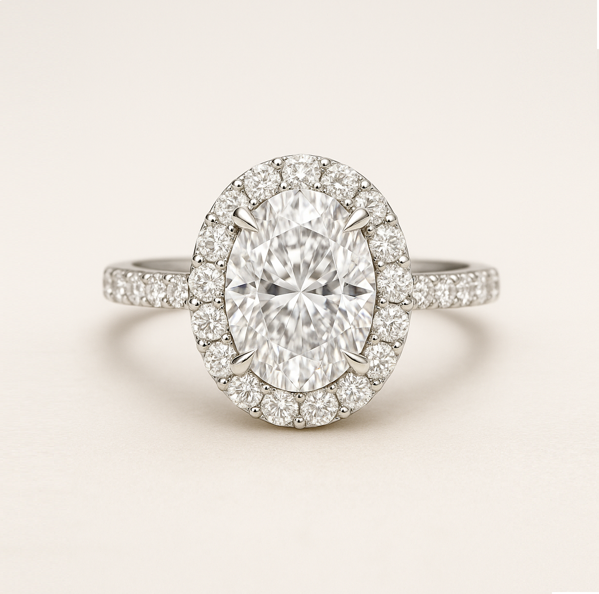 GIA Certified, Oval Shaped, 0.3 ct to 1 ct Full Halo Diamond Engagement Ring