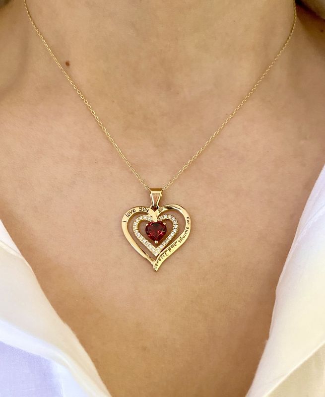 &quot;Beating Heart&quot; 1 ct Red Garnet, Diamond Necklace