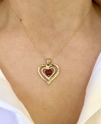 &quot;Beating Heart&quot; 1 ct Red Garnet, Diamond Necklace