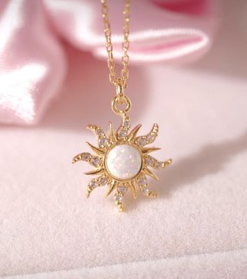 &quot;Mystique Sun&quot; Opal, Diamond Necklace