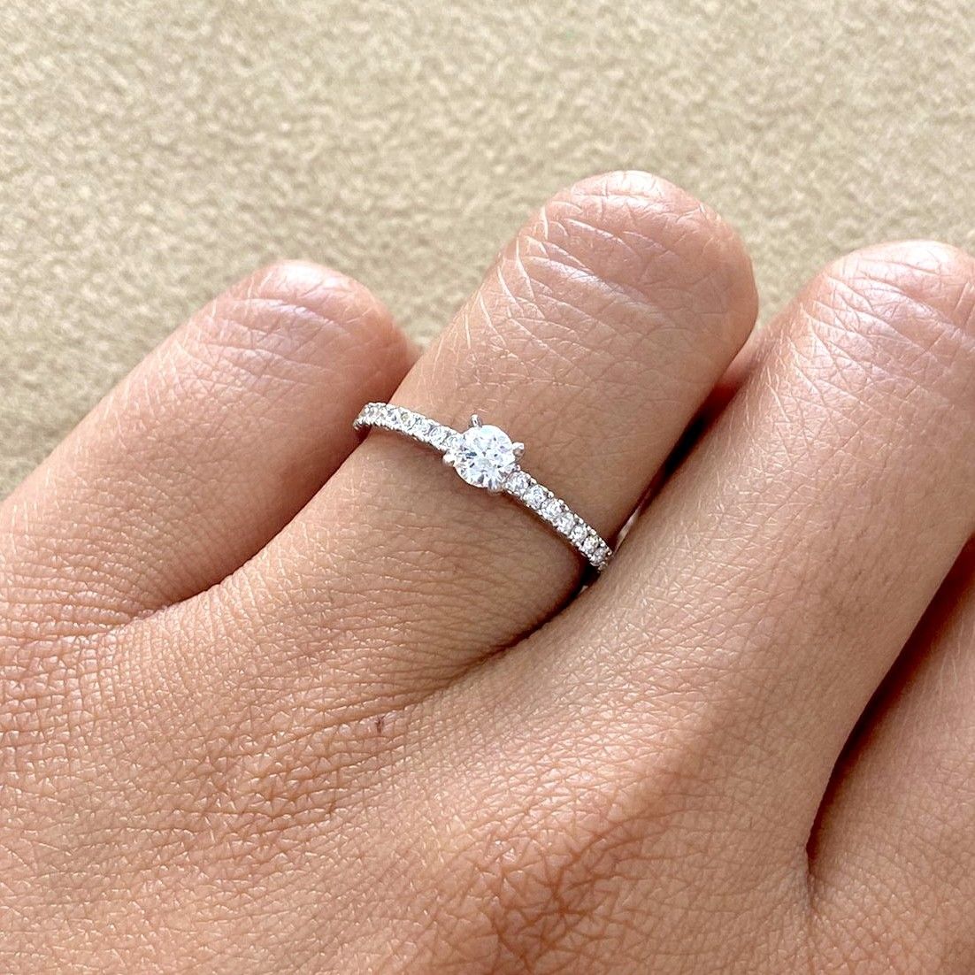 Round 0.2 ct Pave Style Diamond Engagement Ring