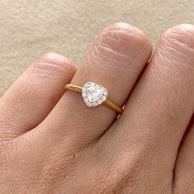 Heart Shaped 0.3 ct Halo Style, Diamond Engagement Ring