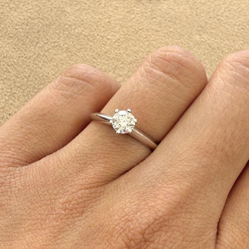 GIA Certified, Round 0.5 ct Six Prongs, Diamond Engagement Ring