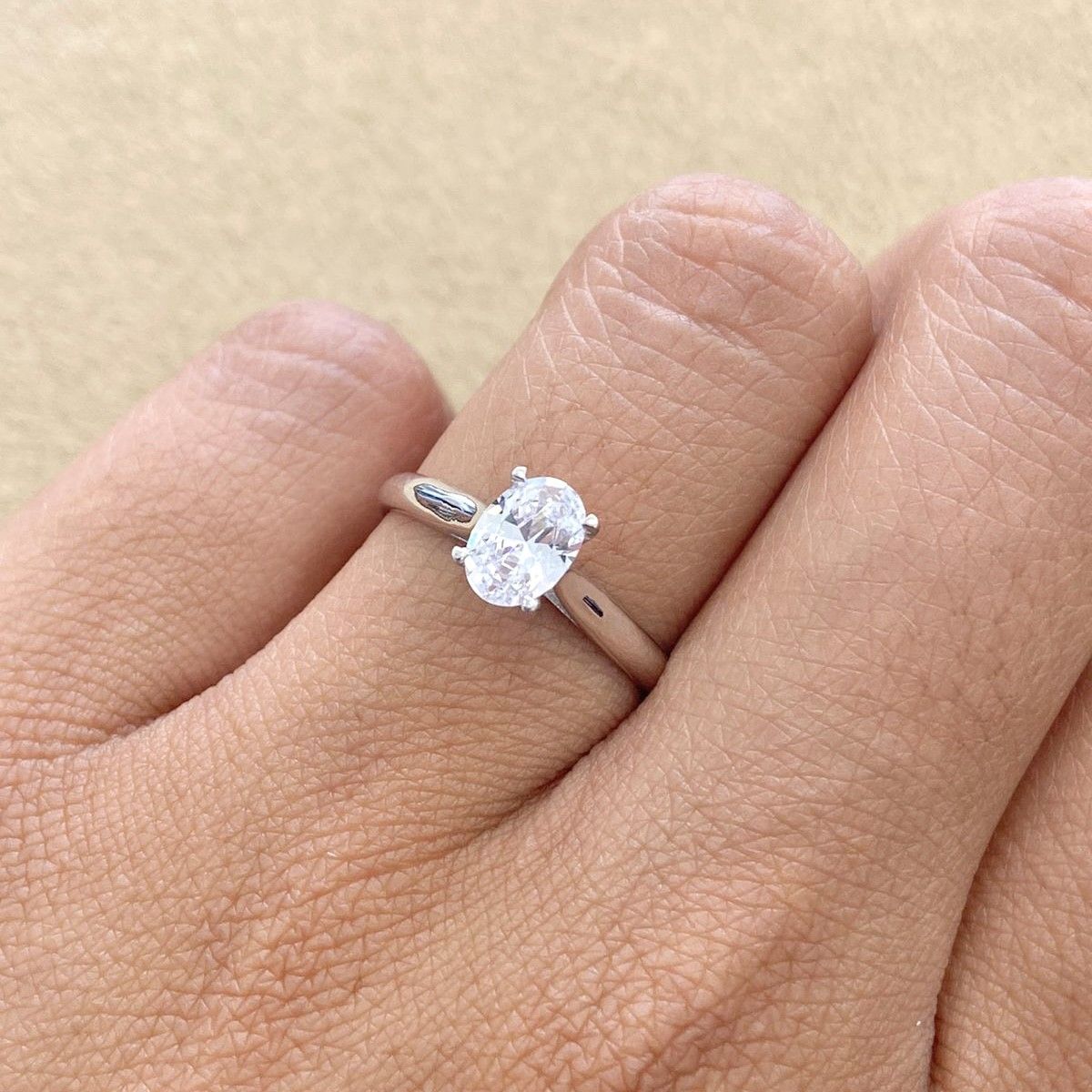GIA Certified, Oval 0.8 ct Four Prongs, Diamond Engagement Ring
