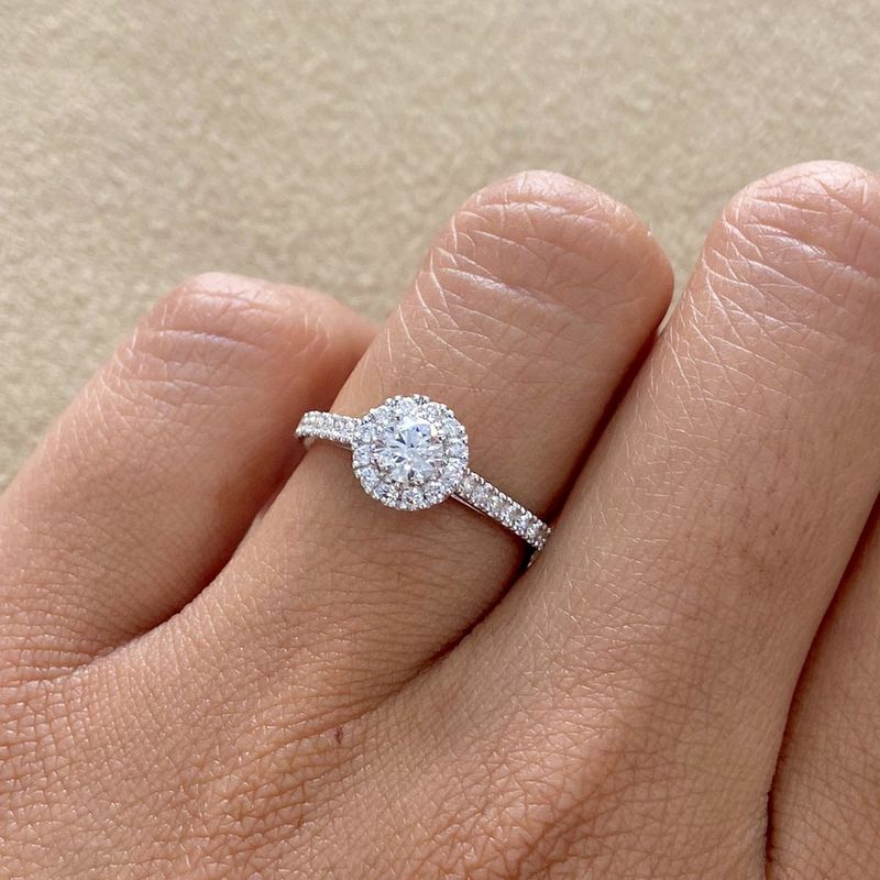 GIA Certified, Round 0.3 ct Full Halo Style, Diamond Engagement Ring
