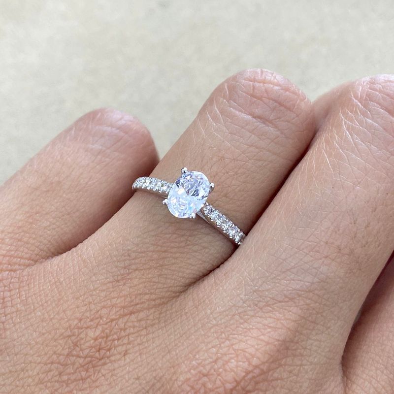 GIA Certified, Oval 0.7 ct Pave Style, Diamond Engagement Ring