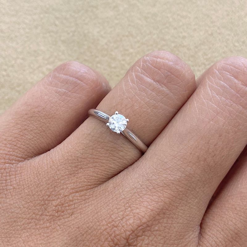 GIA Certified, Round 0.3 ct Four Prongs, Diamond Engagement Ring