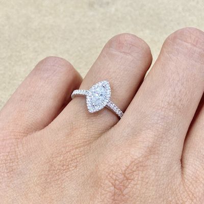 GIA Certified, Marquise Cut 0.3 ct Halo Style, Diamond Engagement Ring
