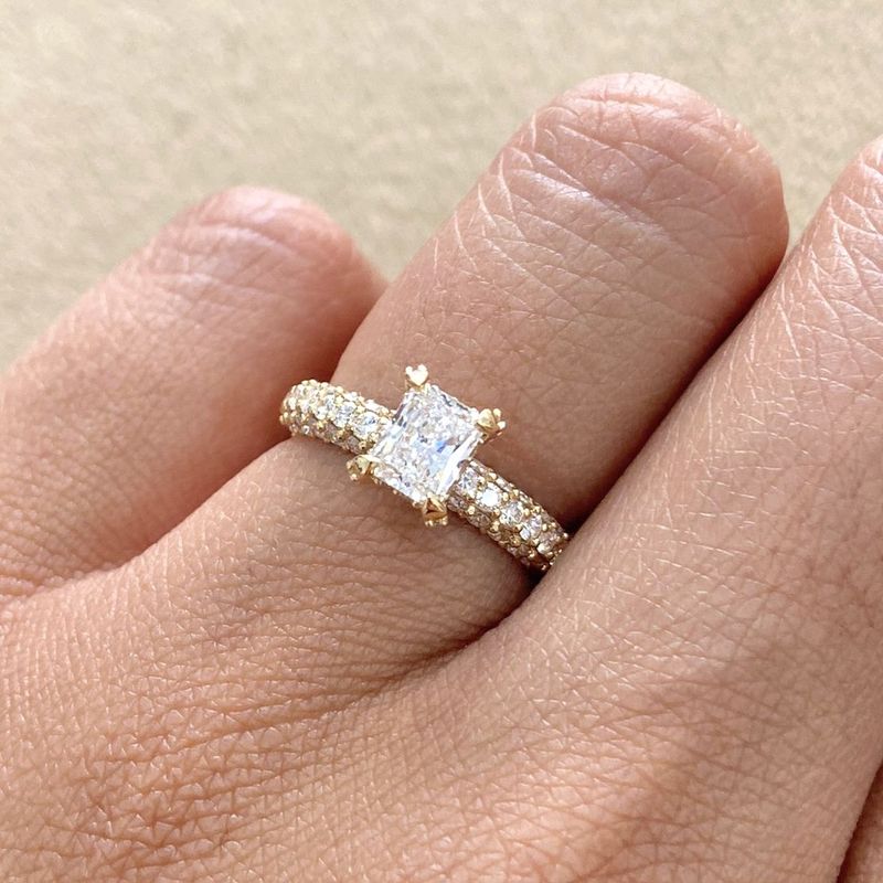 GIA Certified, Radiant Cut 0.6 ct Three Way Set Diamond Engagement Ring