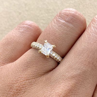 GIA Certified, Radiant Cut 0.6 ct Three Way Set Diamond Engagement Ring