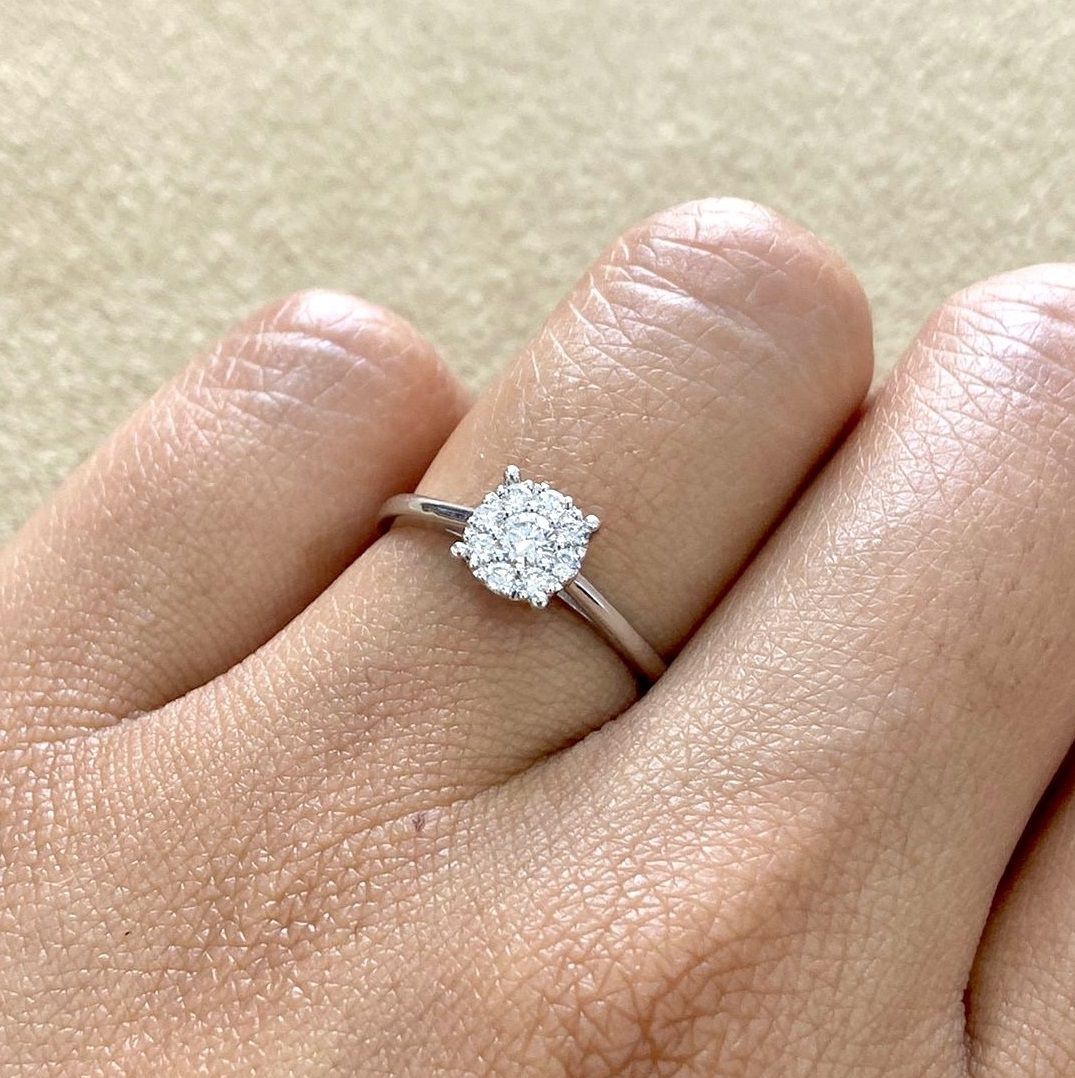 Small Halo Diamond Ring