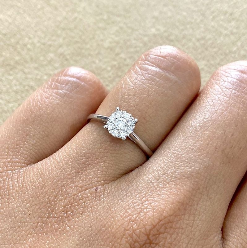 Small Halo Diamond Ring