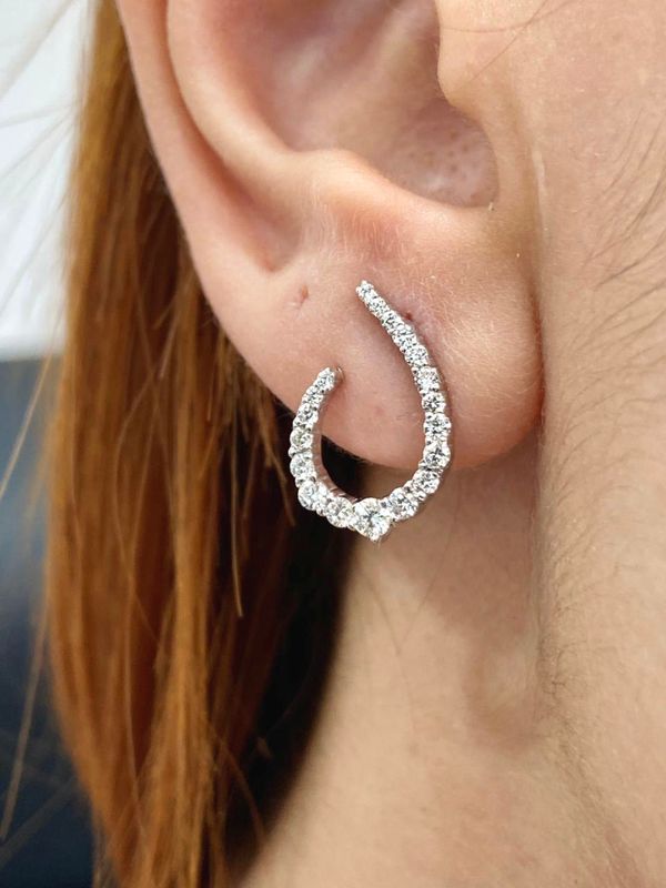 Dangling Curved Gradual Diamond Earrings