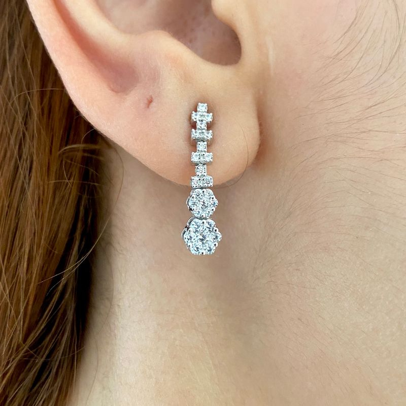 Gradual, Multi-Flower Dangling Diamond Earrings