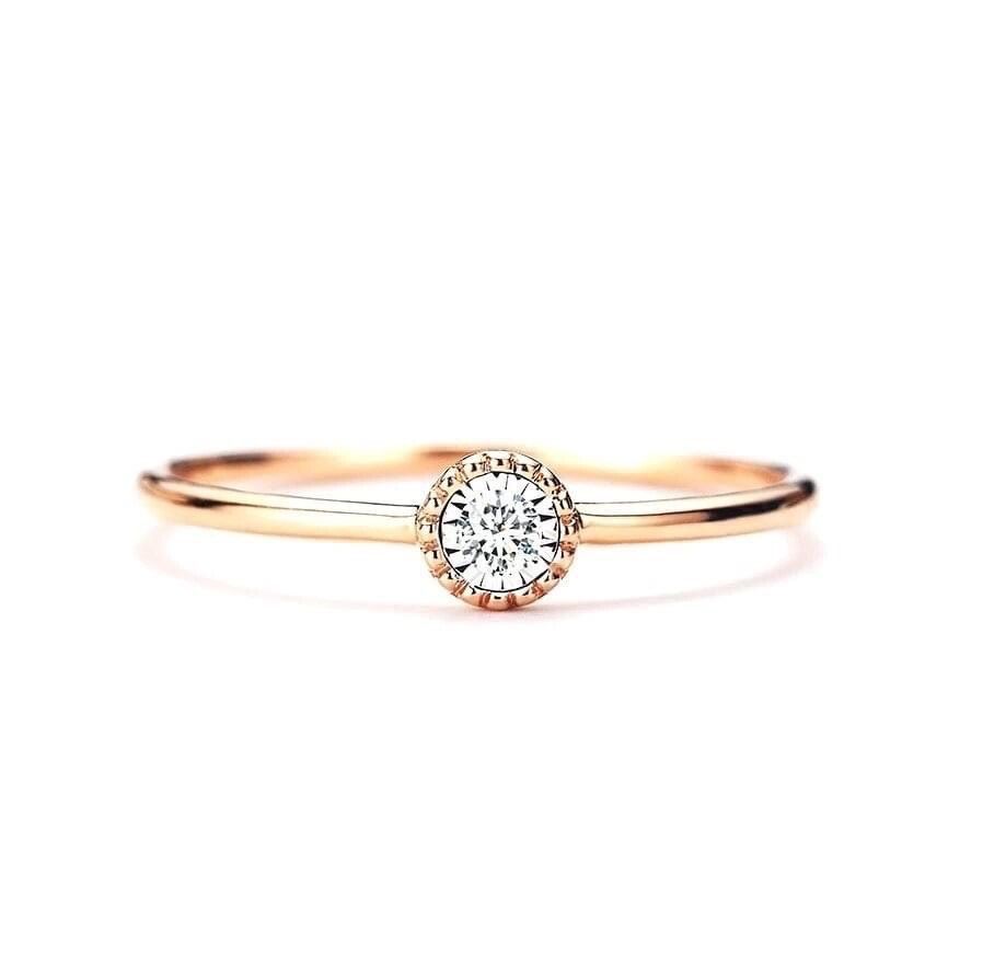 Small Bezel Set Milgrain Diamond Ring