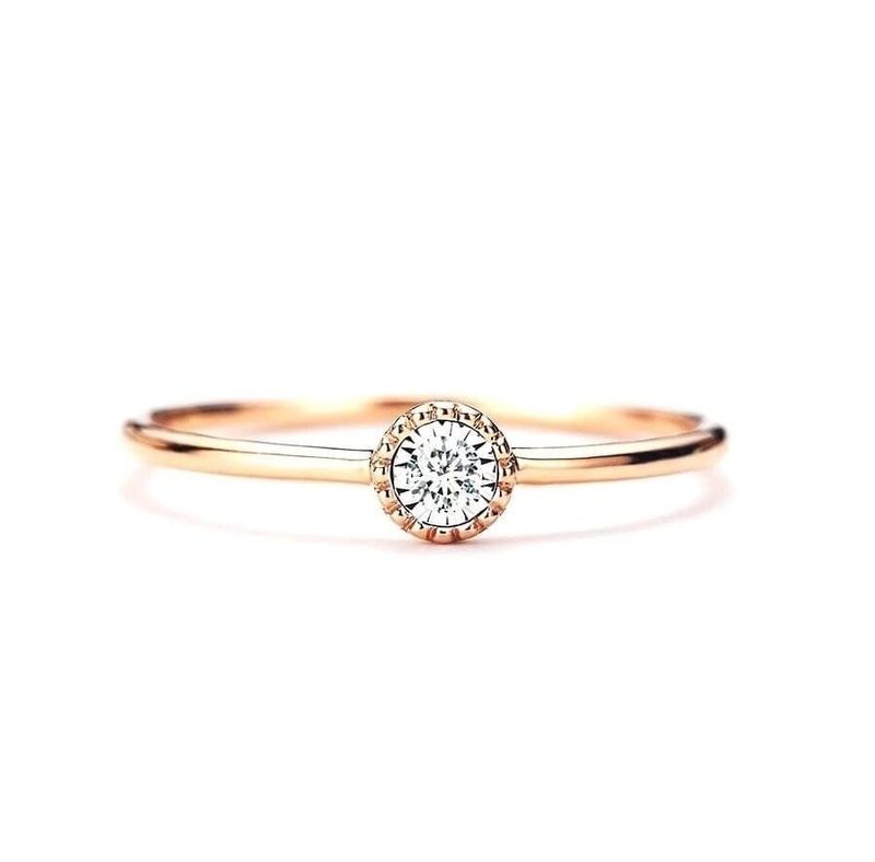 Small Bezel Set Milgrain Diamond Ring