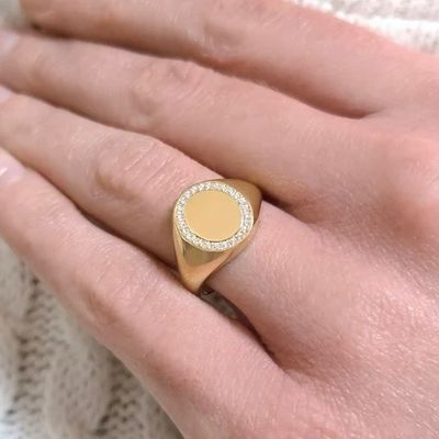 Big Size Signet Diamond Ring