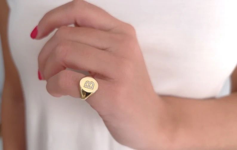 Personalised Signet Diamond Ring